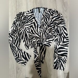 Zebra Print Wrap Top